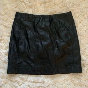 She + Sky Black Leather Skirt